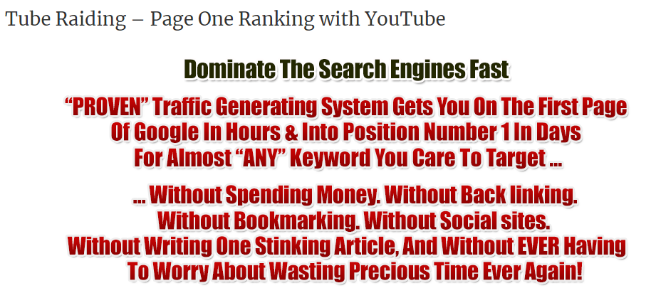 Tube Raiding – Page One Ranking with YouTube Download