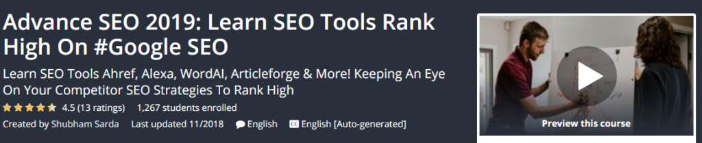 Advance SEO 2019 - Learn SEO Tools Rank High On Google SEO Download