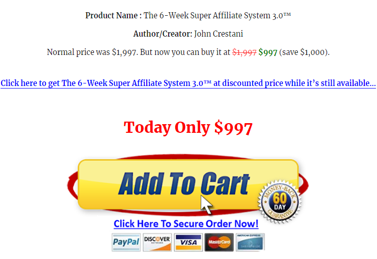 John Crestani – Super Affiliate System 3.0 Download