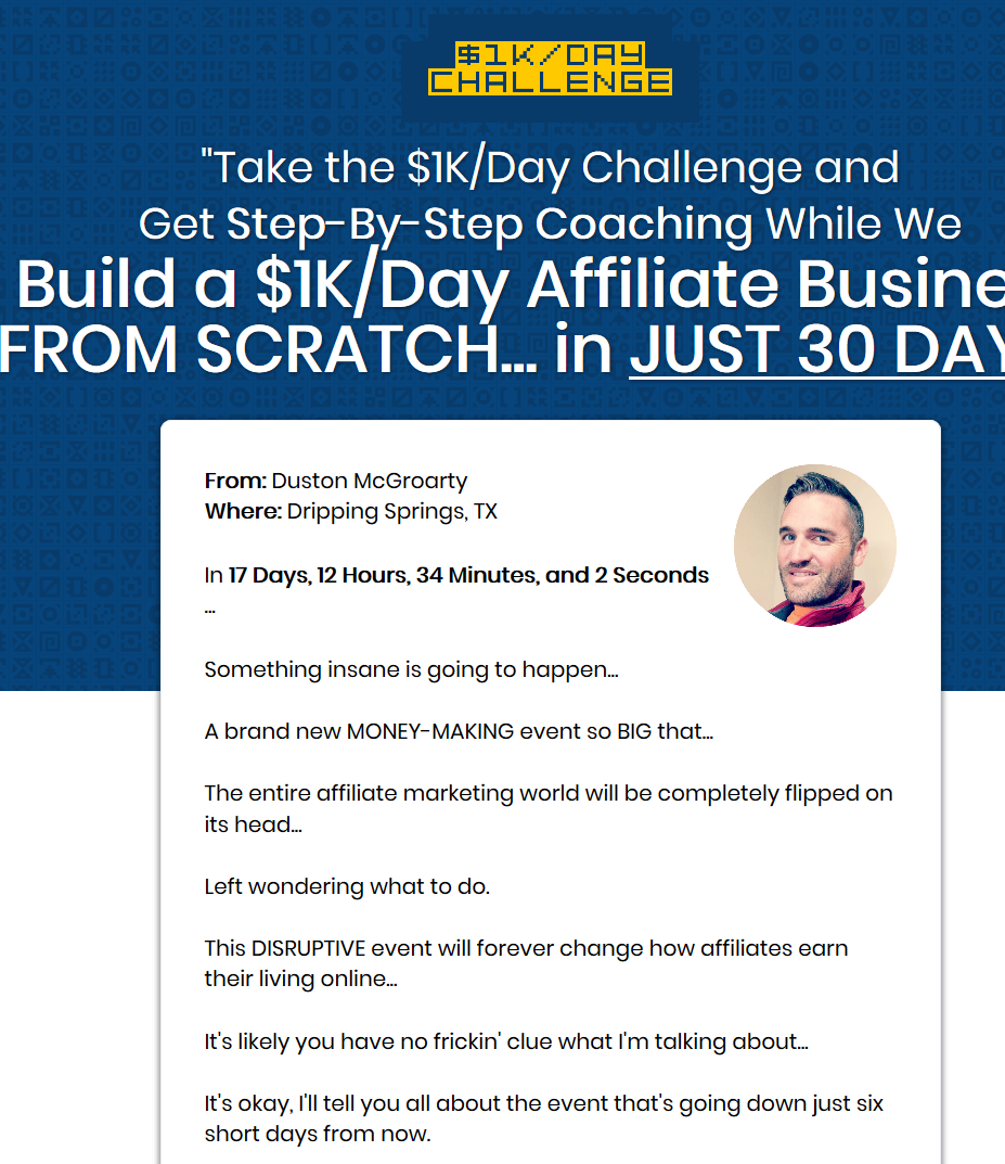 Duston MacGroarty – Build A $1K Day Affiliate Business Download