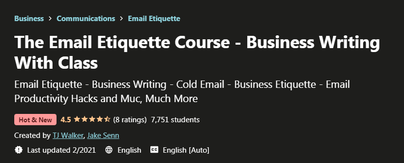 The Email Etiquette Course - Business Writing With Class Free Download
