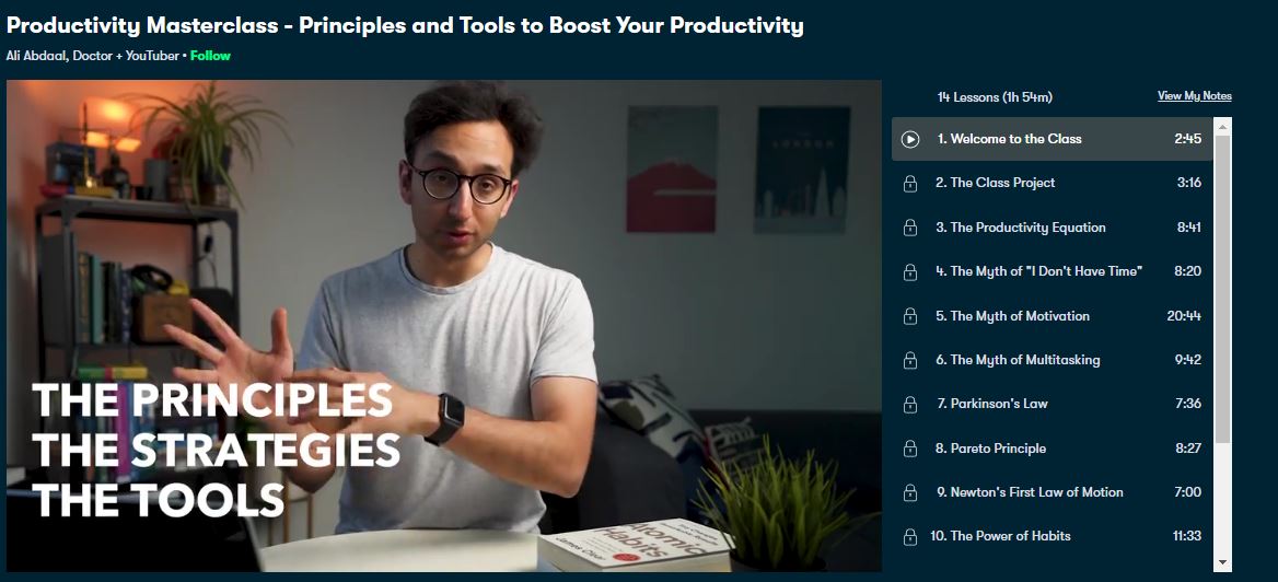 Ali Abdaal - Productivity Masterclass - Principles and Tools to Boost Your Productivity Free Download