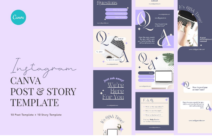 Minimalist Elegant FAQ Canva - Instagram Post and Stories Template Free Download